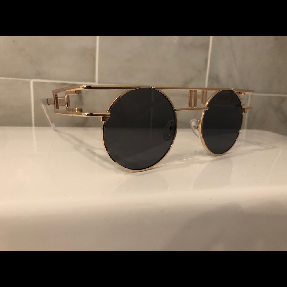 Gold Framed Unique Sunglasses